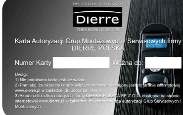 Autoryzowane grupy serwisowo-montażowe DIERRE 